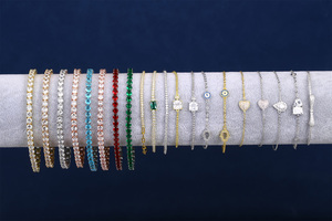 Abalorio de lazo ajustable de lujo, pulsera de <span class=keywords><strong>tenis</strong></span> de Plata de Ley 925, joyería delicada, pulsera con colgante de corazón chapado en oro para <span class=keywords><strong>mujer</strong></span> - Product Image 2