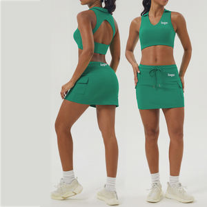 بيع بالجملة للنساء مطاط ناعم خفيف الوزن تنورة تنس بادل وسترة مجموعة رياضية - Product Image 1