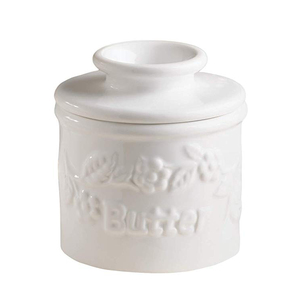 Pot à beurre carré en grès émaillé bleu gaufré personnalisé avec couvercle, écologique - Product Image 2