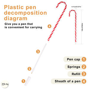 Stylo en gel en plastique en forme de canne à sucre personnalisé avec logo, idéal pour les cadeaux d'entreprise promotionnels de Noël - Product Image 2
