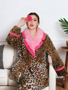 Conjunto de pijama de satén de leopardo con rayas blancas y negras personalizadas para mujer, cierre de cintura elástica, transpirable, térmico, 6XL para verano e invierno - Product Image 2