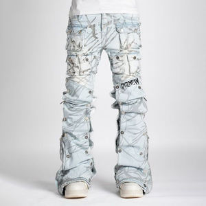 جينز رجالي من ديزنيو 2025 بطول كامل مع تفاصيل ممزقة وأزرار كبس لإطلالة عصرية وضيقة - Product Image 4