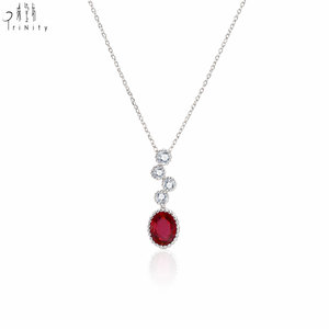 Nouveaux produits : Parure de bijoux artisanaux en rubis rouge sang de pigeon, or blanc massif 18 carats, pendentif et collier avec diamants naturels véritables - Product Image 1