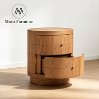 Table de chevet moderne ronde en bois massif avec 2 tiroirs, armoire de chevet en chêne moderne pour chambre à coucher, hôtel, maison