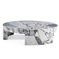 Table basse moderne minimaliste de luxe italienne en marbre durable, garantie 1 an, matériau en pierre naturelle de designer créatif pour salon