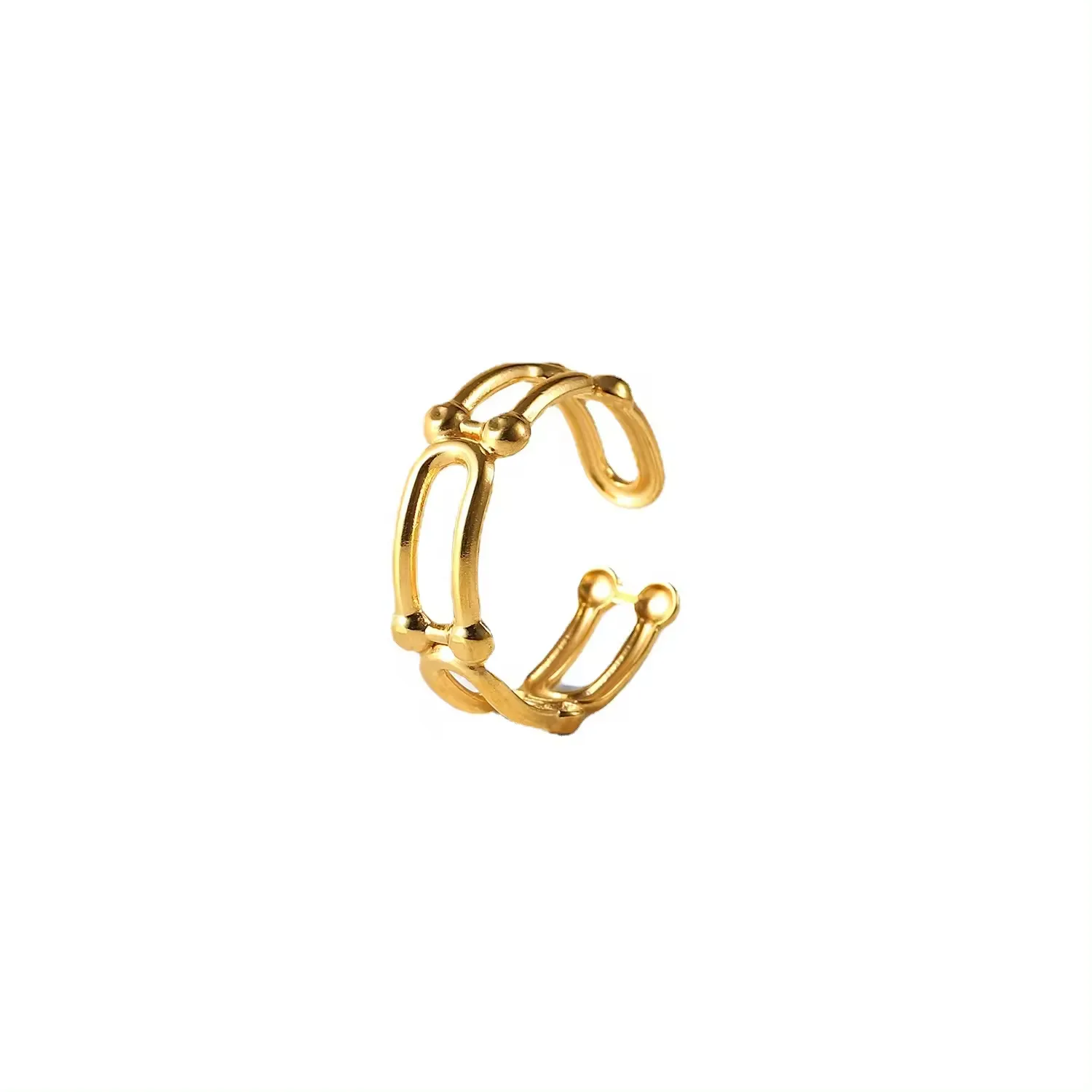Модное кольцо для открывания скрепки, 18k, позолоченное кольцо из нержавеющей стали, регулируемое кольцо на палец