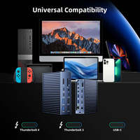 21 in 1 Thunderbolt 4 Docking Station 40Gbps 90W PD 8K HDMI 2.5G Ethernet USB C Hub untuk MacBook Pro M3 M2 M1 Laptop Windows