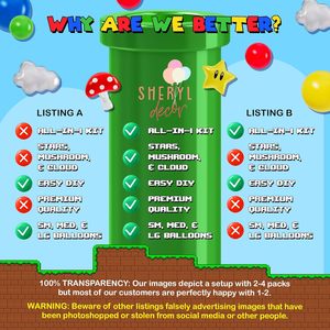 Kit de Arco de Globos Super Adventure con Globos de Nubes y Estrellas, Globos Rojos, Azules, Verdes y Amarillos para Decoración de Cumpleaños con Temática de Videojuegos - Product Image 3