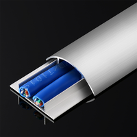 No.3 30mm/1.18 "H largeur extérieure en alliage d'aluminium câble goulotte solide électrique décoratif cordon de sol avec support adhésif