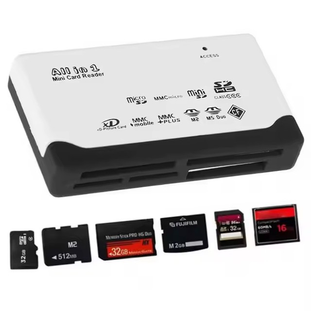 Smart All-in-1 2.0 USB 480Mbps Mini Memory Card Reader TF/SD with Date Line for Computers