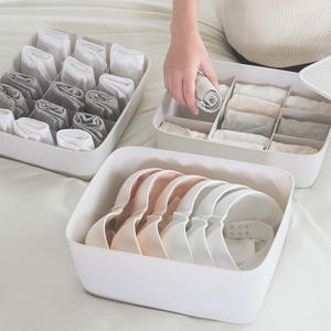 Elegante caja de almacenamiento rectangular blanca para ropa interior con compartimentos apilables para sujetadores, bragas, calcetines, organizador de ropa - Product Image 4