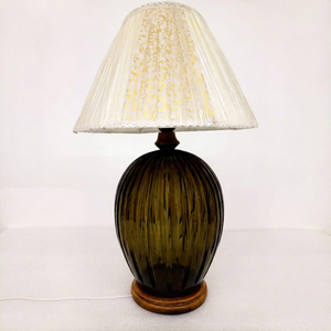 Minimalist Glass <b>Table</b> <b>Lamp</b> With Beige Shade Unique Design Decorative Lighting Fixture - Product Image 2