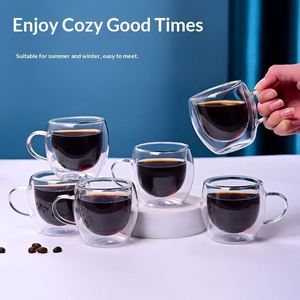 Tasse à café double paroi en verre, résistante aux hautes températures, écologique, style minimaliste moderne, sans couvercle, pour la maison, exclusive transfrontalière - Product Image 1