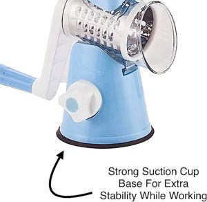 Round Mandoline Slicer Nuts Grinder Rotary Cheese Grater With 3 Stainless Steel Drum Blades - Product Image 2