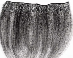 Extensioni di <span class=keywords><strong>capelli</strong></span> umani Remy a doppia trama, vergini grezzi, corti, lisci Yaki, colore grigio pianoforte misto, provenienti da donne afroamericane e peruanche - Product Image 2