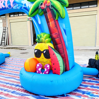 Arche d'entrée gonflable personnalisée pour fête d'été avec décorations tropicales pour festivals, fêtes au bord de la piscine et événements en plein air