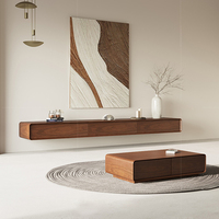 Meuble TV Suspendu Moderne et Simple, Combinaison Table Basse Murale pour Petit Appartement, Panneaux de Bois, Armoire de Rangement pour Salon
