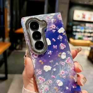 Pour Samsung Z Fold 6 & Z Flip 7, étui de téléphone pliable en PC avec motif de dessin animé scintillant, résistant aux chocs, livraison gratuite - Product Image 5