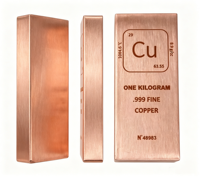 Barres de cuivre d'investissement de 1 oz, 10 oz, 1 kg, lingots de cuivre pur pour la vente en gros