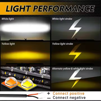 8 14 20 26 32 pulgadas de una sola fila 6D, barra de luz LED de trabajo para coche de dos colores, Luz antiniebla estroboscópica amarilla para camión 4x4 todoterreno ATV SUV