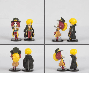 Ensemble de figurines d'anime Q Version One Piece 9 pièces de 8 cm, tenue de <span class=keywords><strong>cowboy</strong></span> rouge, Luffy Zoro Nami Sanji Chopper, équipage complet, jouet de collection en PVC - Product Image 3