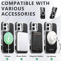 Coque de téléphone SUTENI pour iPhone 18 Pro Max avec chargement magnétique sans fil 360° °   Support rotatif avec boucle en forme d'anneau en simili cuir 17 16 15 14 13