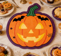 Serviettes en papier décoratives à thème citrouille d'Halloween de forme spéciale, 2 plis, douces, jetables, en forme de citrouille