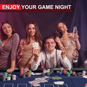 <span class=keywords><strong>Table</strong></span> <span class=keywords><strong>de</strong></span> Poker Texas Portable 10 Joueurs 84 Pouces pour Casino Loisirs Jeu <span class=keywords><strong>de</strong></span> Blackjack <span class=keywords><strong>Pliable</strong></span> avec Rails Rembourrés et Porte-Gobelets Noir - Product Image 4