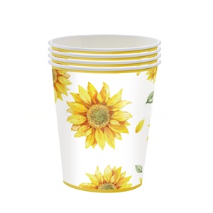 Nuovo acquerello a tema girasole usa e getta Set piatti di carta tazze fazzoletti a forma di <span class=keywords><strong>fiori</strong></span> <span class=keywords><strong>per</strong></span> la decorazione di <span class=keywords><strong>torte</strong></span> uso del partito - Product Image 2