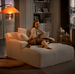 Chaise longue surdimensionnée en velours côtelé pour intérieur, canapé-lit moderne rembourré, sans assemblage, confortable pour salon et bureau - Product Image 1