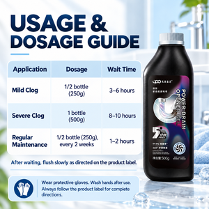 Agent de dragage puissant pour canalisations de salle de bain et de cuisine, nettoyant pour éviers et tuyaux d'évacuation, gel déboucheur puissant 500g, vente en gros d'usine - Product Image 6
