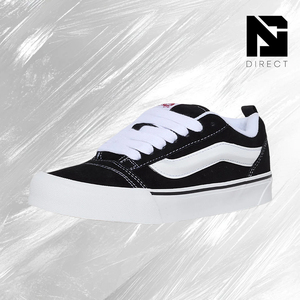 Vans Knu-Skool 'Black White' Zapatos de skate con cordones de lona en blanco y negro, punta redonda, transpirables, estilo vulcanizado, zapatillas para caminar - Product Image 2