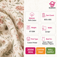 Tela de Algodón Orgánico para Vestidos de Verano, Blusas, Tejido Ligero con Estampado Digital Personalizado, Moda Sostenible OEM