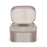 Sac de toilette en PU effet crocodile, boîte à cosmétiques et bijoux à main, grande capacité, rangement de voyage pour femmes, logo personnalisé