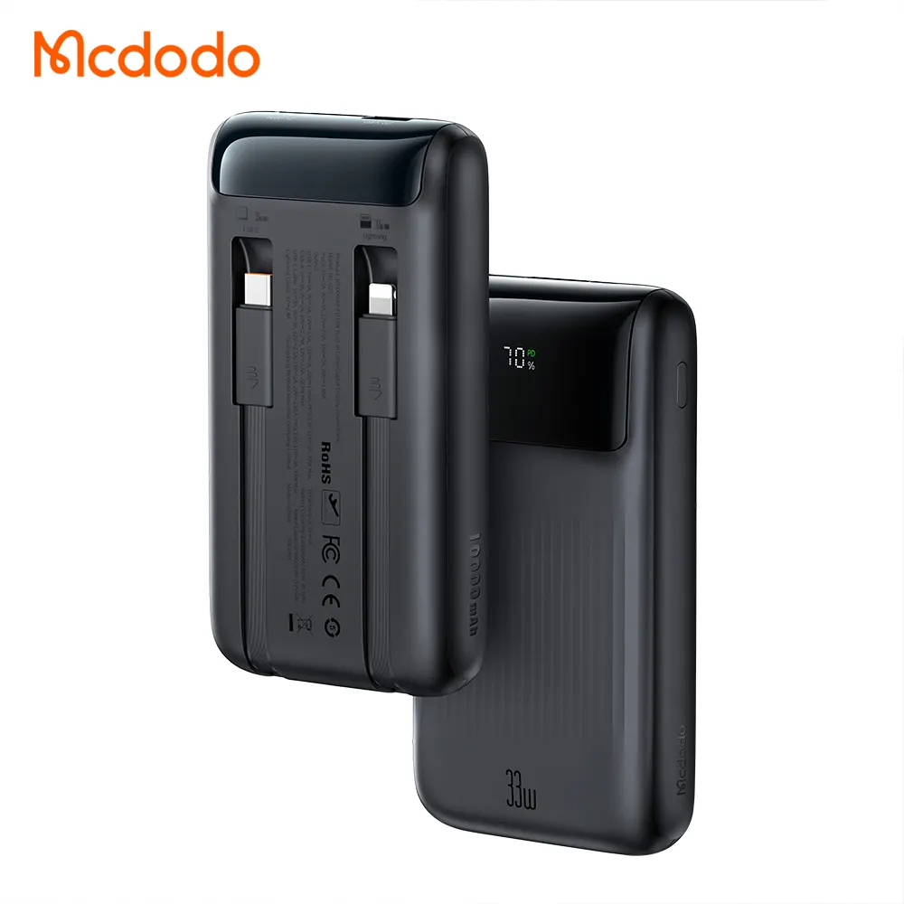 Mcdodo 023 tragbares ladegerät 10000 mAh PD PPS Schnellladung für iPhone und USB C-Kabel 33 W 20 W SFC Schnellladung Slim 4-Anschluss-Powerbank
