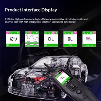 Probador de Circuitos Eléctricos Automotrices TopDiag P100 con Cable de 2M, Pantalla TFT a Color, 12V/24V