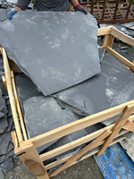 Dalles de pavés en ardoise noire naturelle, dalles de sol en ardoise durables, décoration de jardin
