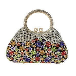 Vintage Floral Crystal Evening Bag for Women Pretty Rhinestones Top Handle <b>Purse</b> Date Nights Handbag - Product Image 1