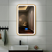 Espejo de Baño con Retroiluminación LED, Control Táctil, Antivaho, Marco Negro, Espejo de Vanidad Montado en la Pared, Venta al Por Mayor