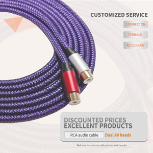 이중 차폐 <span class=keywords><strong>2RCA</strong></span> ~ <span class=keywords><strong>2RCA</strong></span> 오디오 케이블 금도금 커넥터 OFC 구리 스테레오 상호 연결 코드 홈 시어터 PC 앰프 HiFi - Product Image 3