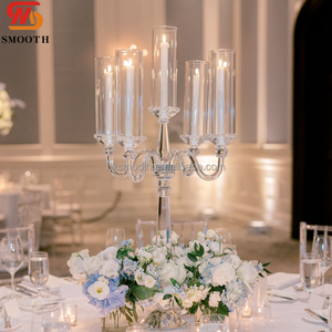 Centre de table élégant en cristal transparent, porte-bougie en acrylique pour mariage, fête ou décoration de table - Product Image 1
