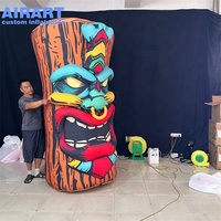 Masque en bois gonflable décoratif sur mesure pour événements et fêtes, ornements de ballons gonflables en forme de pilier en bois