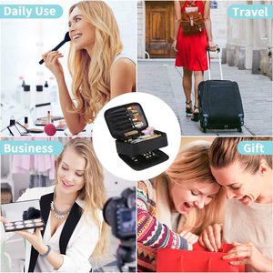 Borsa Organizer per Trucchi Professionale da <span class=keywords><strong>Viaggio</strong></span> Impermeabile Personalizzata per Donne, 2 in 1 con Portagioie e Tasca per Pennelli - Product Image 4