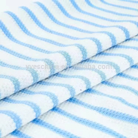 Tissu en maille rayée bleu et blanc, nouveau design, tricoté en warp, extensible, teint en fil, polyester