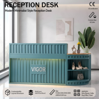 Comptoir de réception compact et moderne, design autoportant en surface solide, bar de caisse en bois personnalisable pour salle d'exposition, hôtel, bureau
