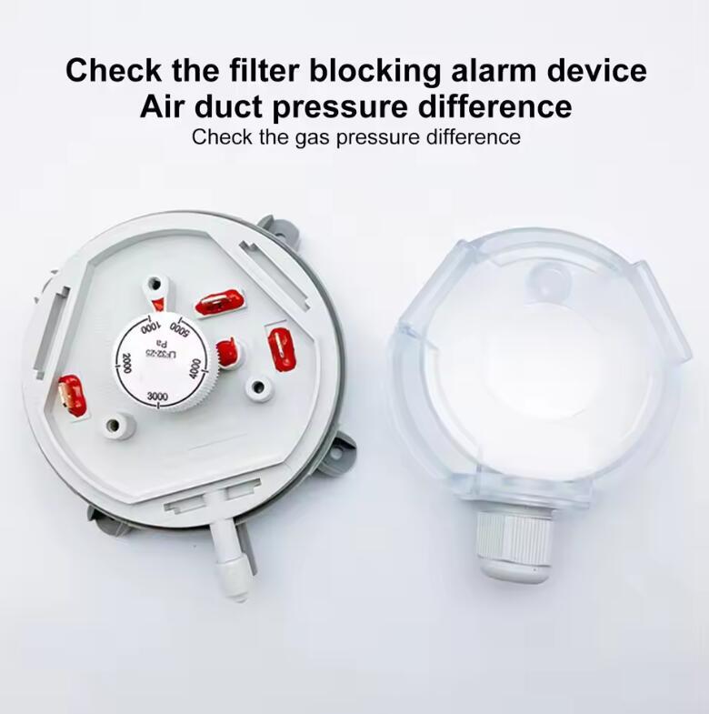 Pressostat Différentiel D'Air 30-300 Pa – Interrupteur Gris Avec Raccords Tuyau, Réglable Pour Ventilation & Climatisation