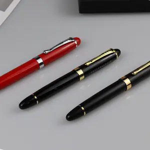 أفضل نوعية الثقيلة فاخر معدن القلم الأسطوانة شعار مخصص قلم أسود