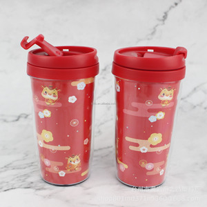 <span class=keywords><strong>Taza</strong></span> de Viaje de Plástico de Doble Pared con Inserto de Papel Extraíble, Tazas de Café de Viaje, Vasos de Plástico con Tapas para Manualidades Escolares - Product Image 2