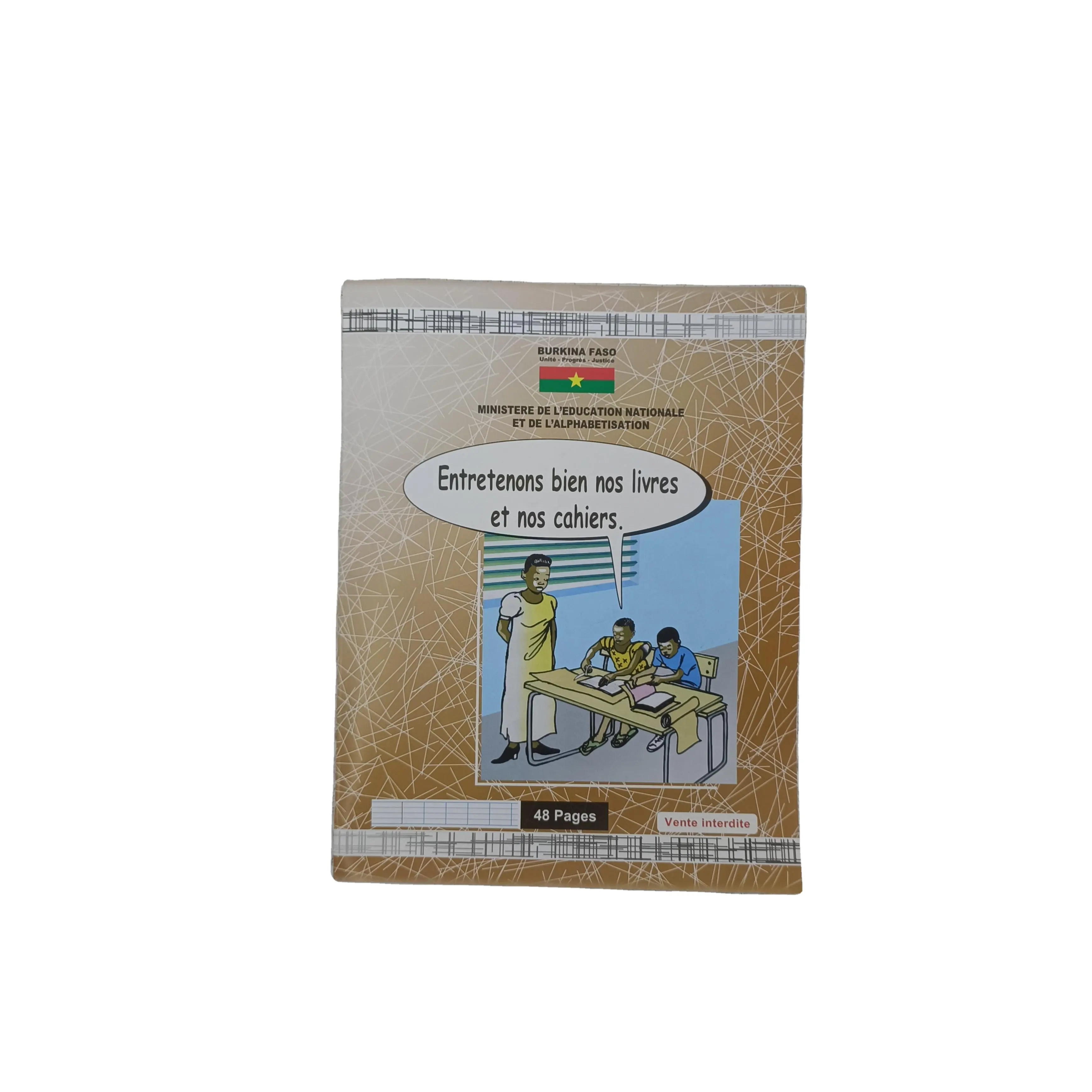 Cadernos de papelaria de excelente qualidade por atacado de fábrica, livro de exercícios de linha francesa, material escolar para crianças