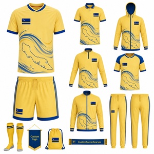 Maillot de football des Équipes Nationales 2026-2027 – Tenue promotionnelle domicile/extérieur – T-shirt WK – Maillot de football de Curaçao – Kit court - Product Image 3